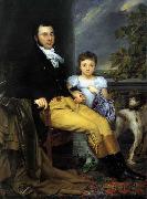 Joseph Denis Odevaere Portrait of a Prominent Gentleman with his Daughter and Hunting Dog oil painting picture wholesale